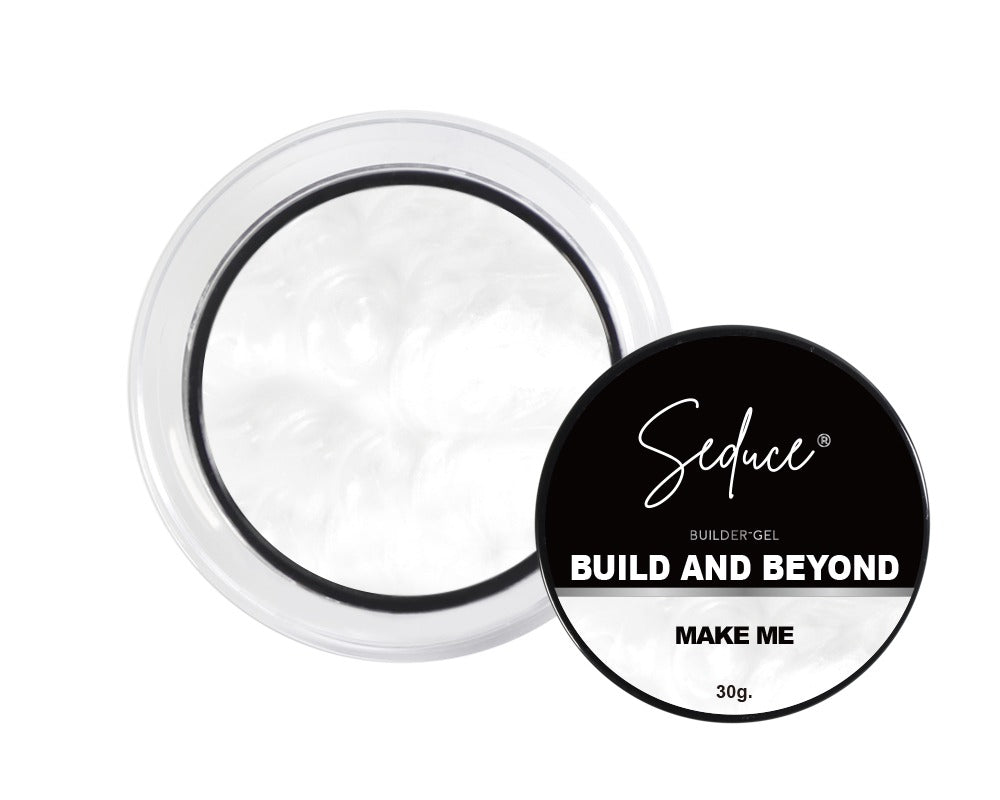 Open pot Seduce Build and Beyond Make Me met witte pearl hardgel