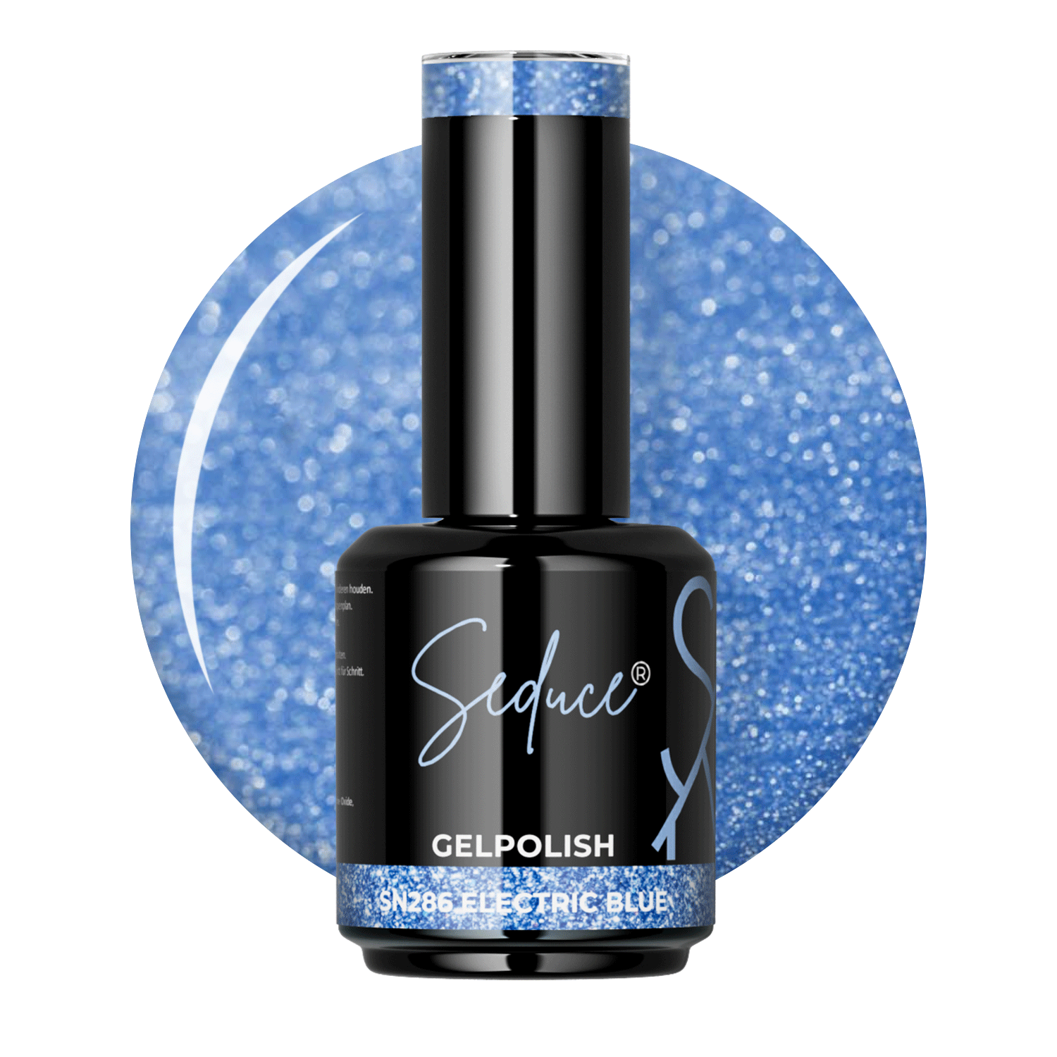 Blauwe holografische gelpolish colordrop van Seduce® Electric Blue SN286 met kleurveranderende glitters