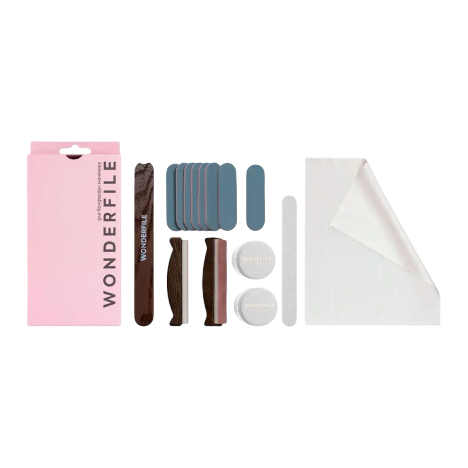 Wonderfile® Japanese Manicure Set met mineral paste, polishing powder en buffer voor natuurlijke nagelverzorging
