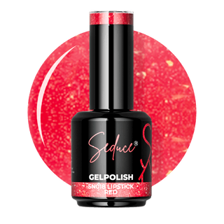 Seduce® rode gelpolish met een gouden shimmer