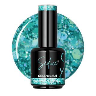 Seduce® gelpolish turquoise kleur met grove glitters