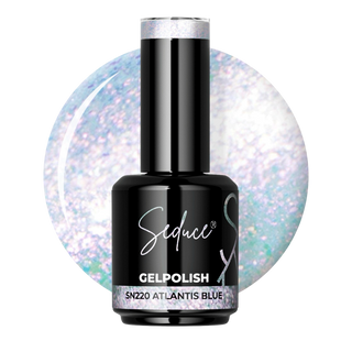 Seduce® gelpolish sn220 een prachtige transparante blauwe shimmer lak. Kan over elke kleur aangebracht worden en verschillende lichtinval zorgt voor andere tint