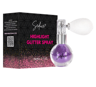 Seduce® highlight glitter spray in de kleur dark purple voor een glitter uitloopt, full glitter of een inlay