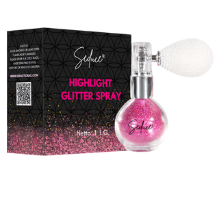 Seduce® highlight glitter spray in de kleur holographic pink voor een glitter uitloopt, full glitter of inlay