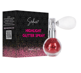 Seduce® highlight glitter spray in de kleur rood voor een glitter uitloopt, full glitter of een inlay