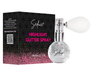 Seduce® highlight glitter spray in de kleur holographic zilver voor een full glitter, glitter uitloop of een inlay