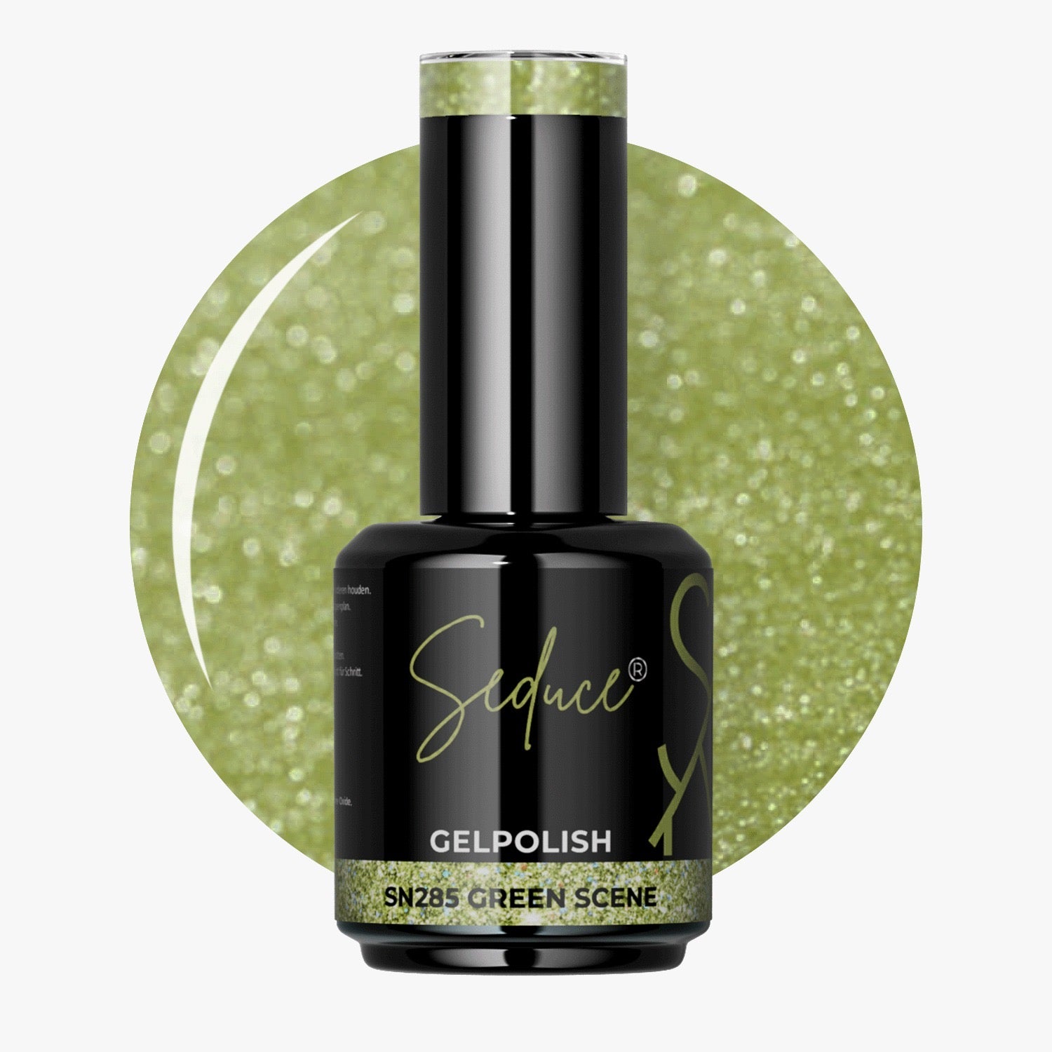 Groene holografische gelpolish colordrop van Seduce® Green Scene SN285 met subtiele kleurveranderende glitters