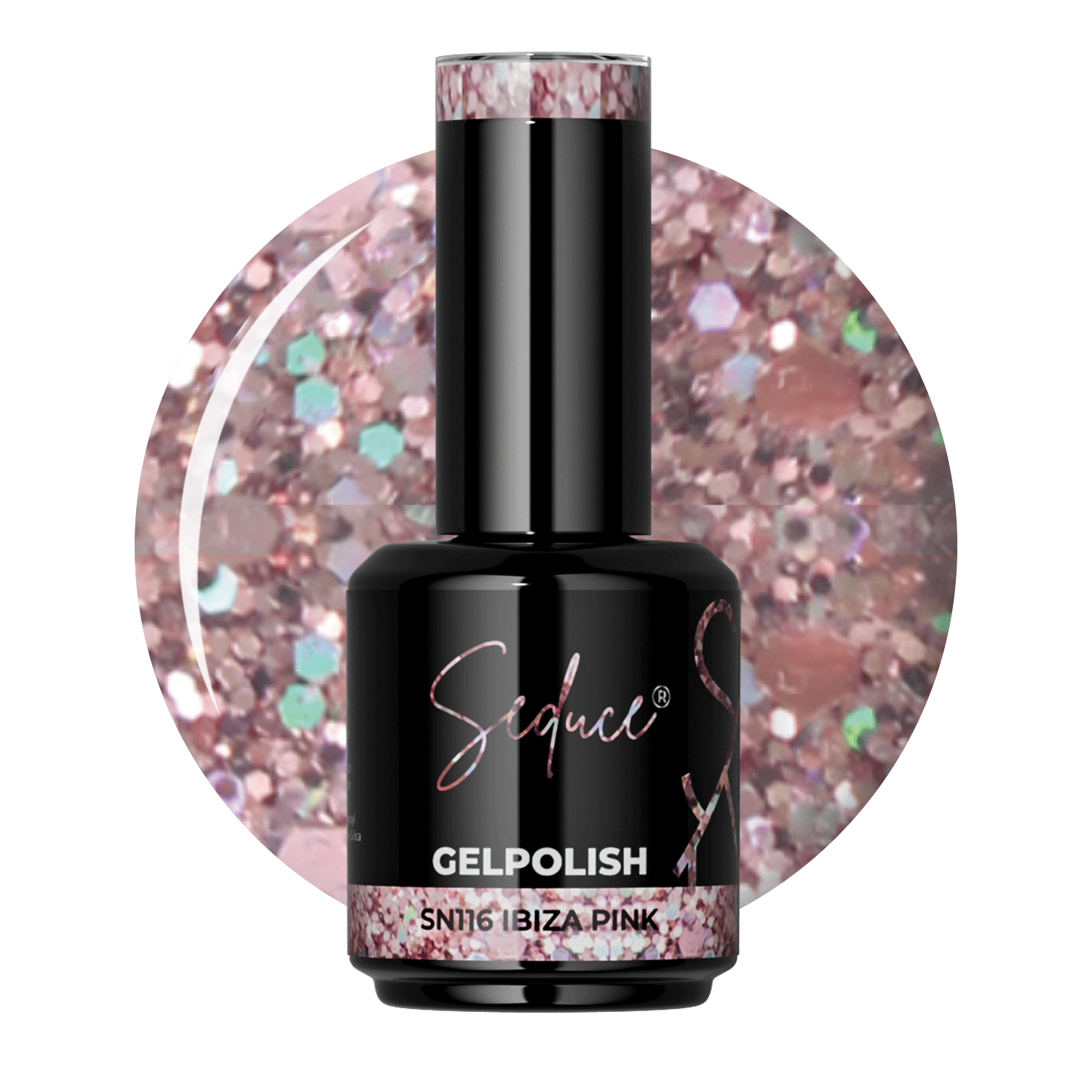 Seduce® gelpolish roze transparante glitter kleur 