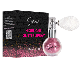 Seduce® highlight glitter spray in de kleur pink voor een glitter uitloopt, full glitter of inlay