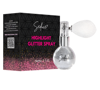 Seduce® highlight glitter spray in de kleur zilver voor een glitter uitloop, full glitter of inlay