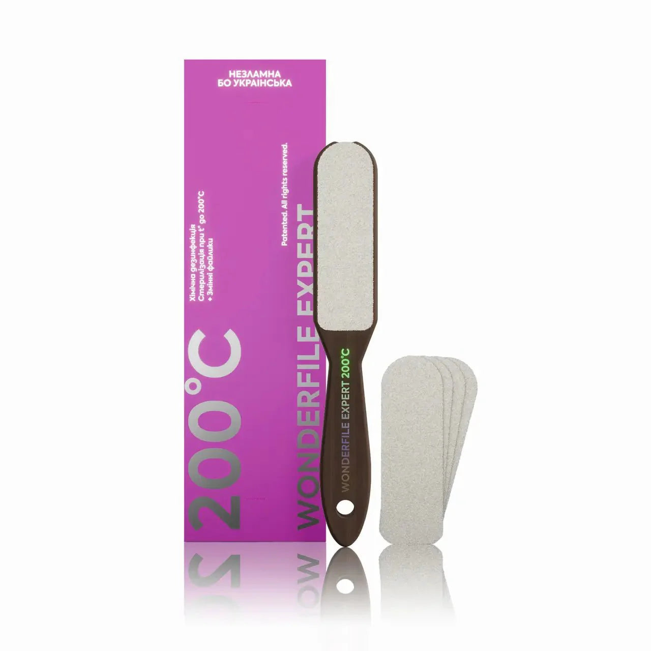 Wonderfile Expert voetrasp base van hoogwaardig hout, 20 gram, steriliseerbaar tot 200°C, inclusief twee verwisselbare plakstrips