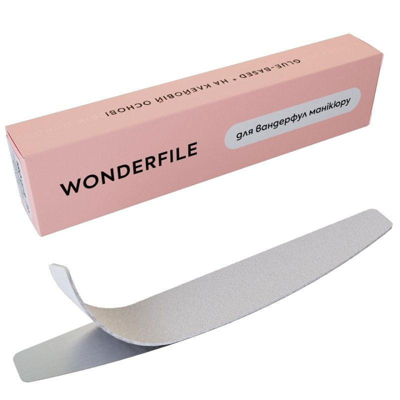 Wonderfile zachte schuimstrips halfmoon 162x24 mm in 100 tot 320 grit, 20 stuks per verpakking voor professioneel salongebruik