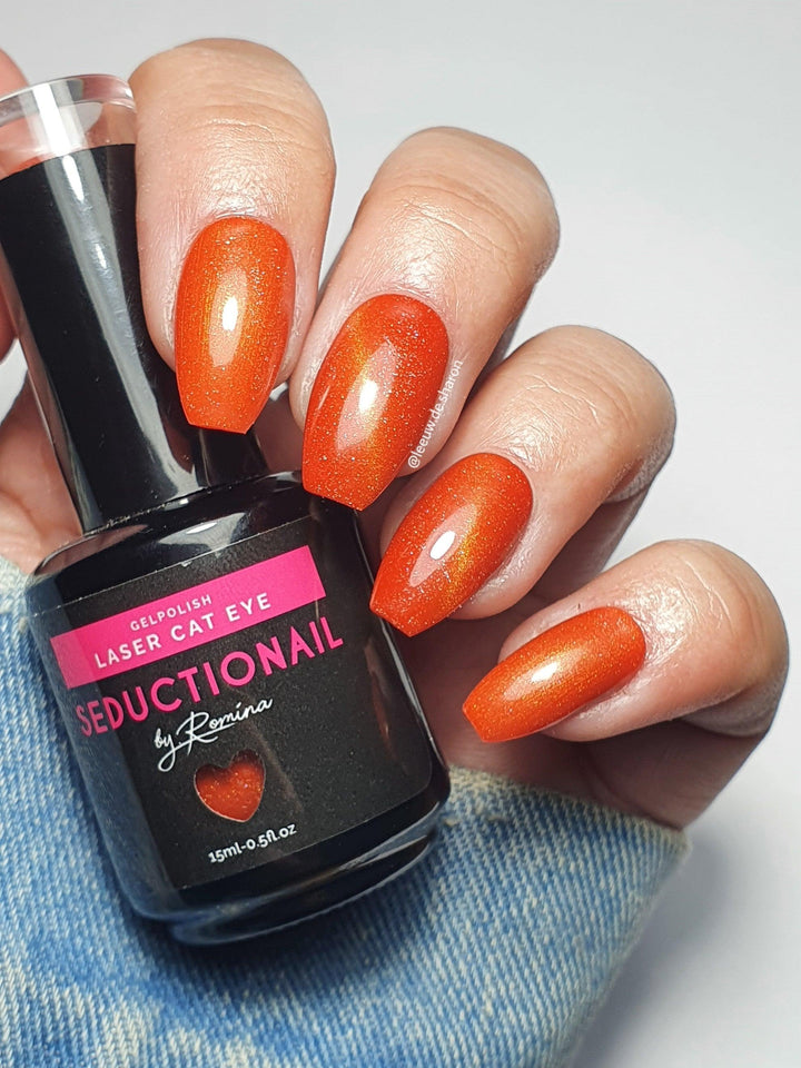 SN131 Orange Sparkling Cat Eye - Seductionail